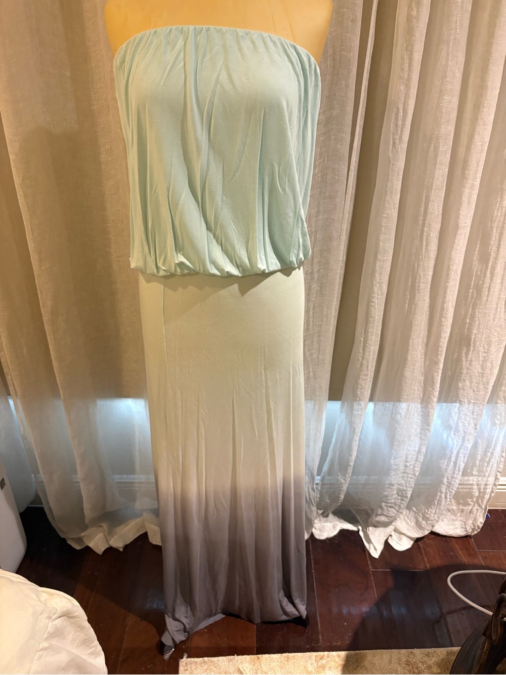 Young Fabulous & Broke Mint to Gray Ombre Strapless Maxi Dress